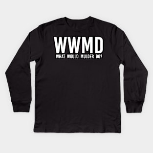 what would mulder do? (white) | x files Kids Long Sleeve T-Shirt